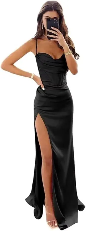 Satin Prom Dresses 2024 Satin Ruched Evening Formal Party Gown