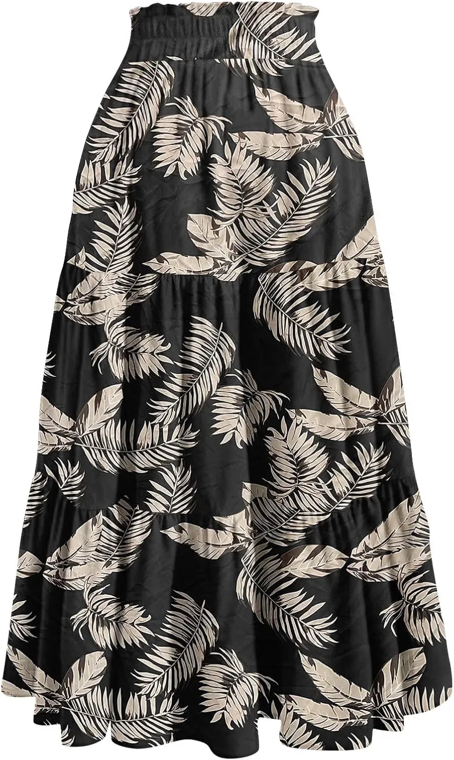Skirts for Women Summer Tiered Elastic High Waisted Floral Skirt Vacation A Line Drawstring Flowy Long Skirts