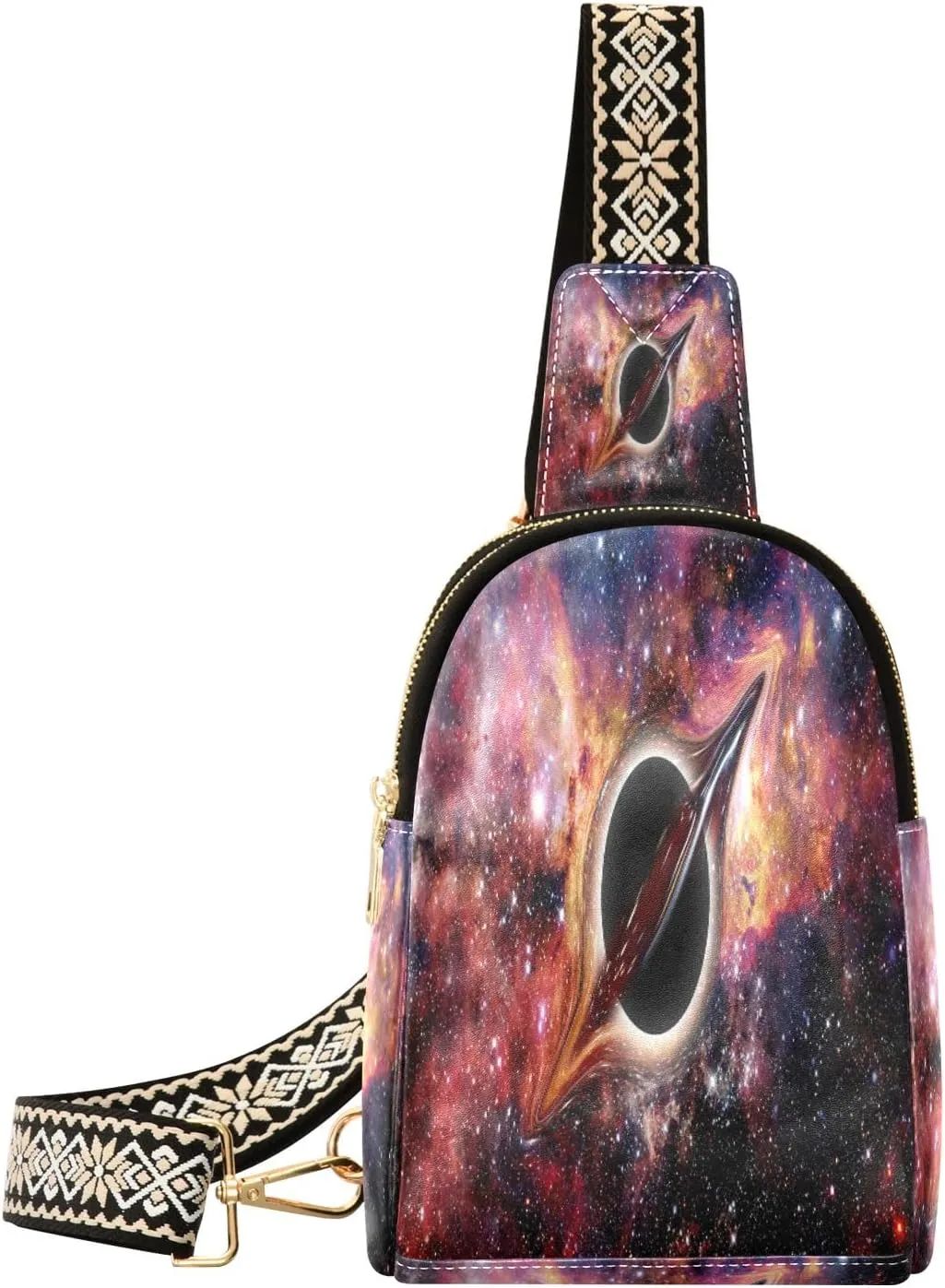 Small Sling Bag Waist Packs Leather Crossbody Packs Chest Bag Black Hole for Women Travel Belt Purse