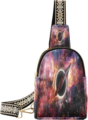 Small Sling Bag Waist Packs Leather Crossbody Packs Chest Bag Black Hole for Women Travel Belt Purse