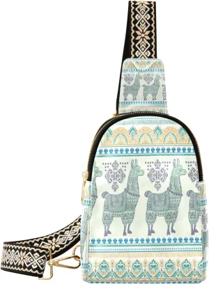 Small Sling Bag Waist Packs Leather Crossbody Packs Chest Bag Boemia Alpaca for Women Travel Belt Purse