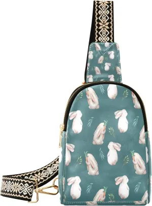Small Sling Bag Waist Packs Leather Crossbody Packs Chest Bag Cute Rabbit for Women Travel Belt Purse