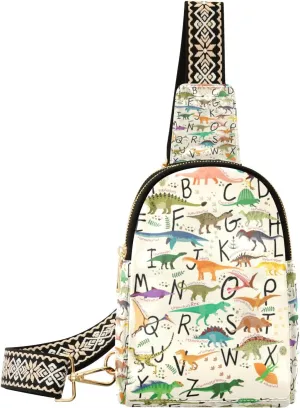 Small Sling Bag Waist Packs Leather Crossbody Packs Chest Bag Dinosaurs for Women Travel Belt Purse