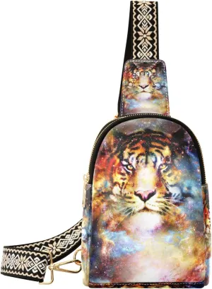 Small Sling Bag Waist Packs Leather Crossbody Packs Chest Bag Magic Lion for Women Travel Belt Purse