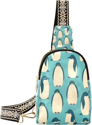 Small Sling Bag Waist Packs Leather Crossbody Packs Chest Bag Penguin for Women Travel Belt Purse