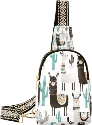 Small Sling Bag Waist Packs Leather Crossbody Packs Chest Bag Sleep Cactus for Women Travel Belt Purse