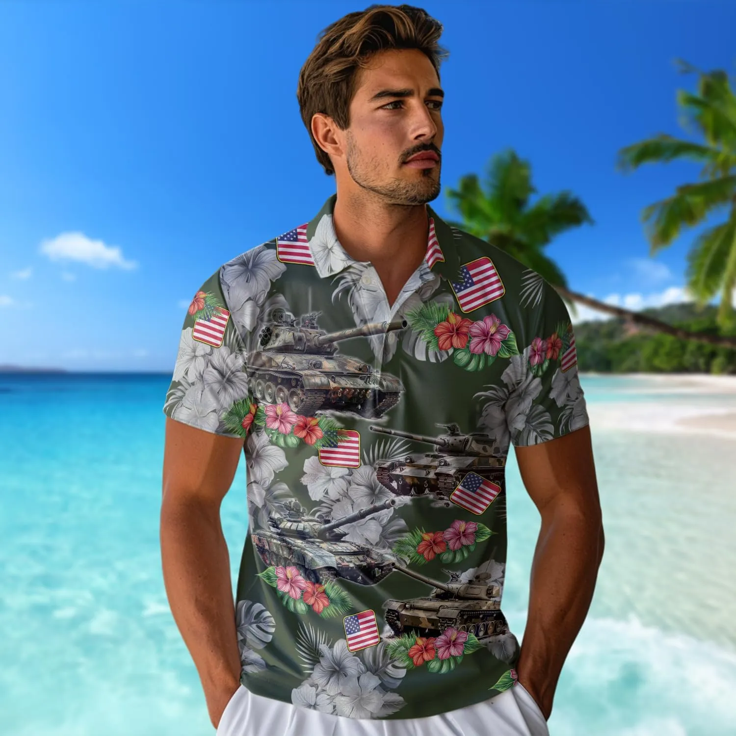 Soldier Golf Polo Shirts for Men - Veteran Mens Polo Shirts Short Sleeve Regular Fit Series 127