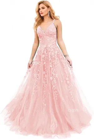 Sparkly Tulle Prom Dresses 2025 Lace Appliques Long Ball Gown Spaghetti Straps V Neck Corset Formal Evening Gown