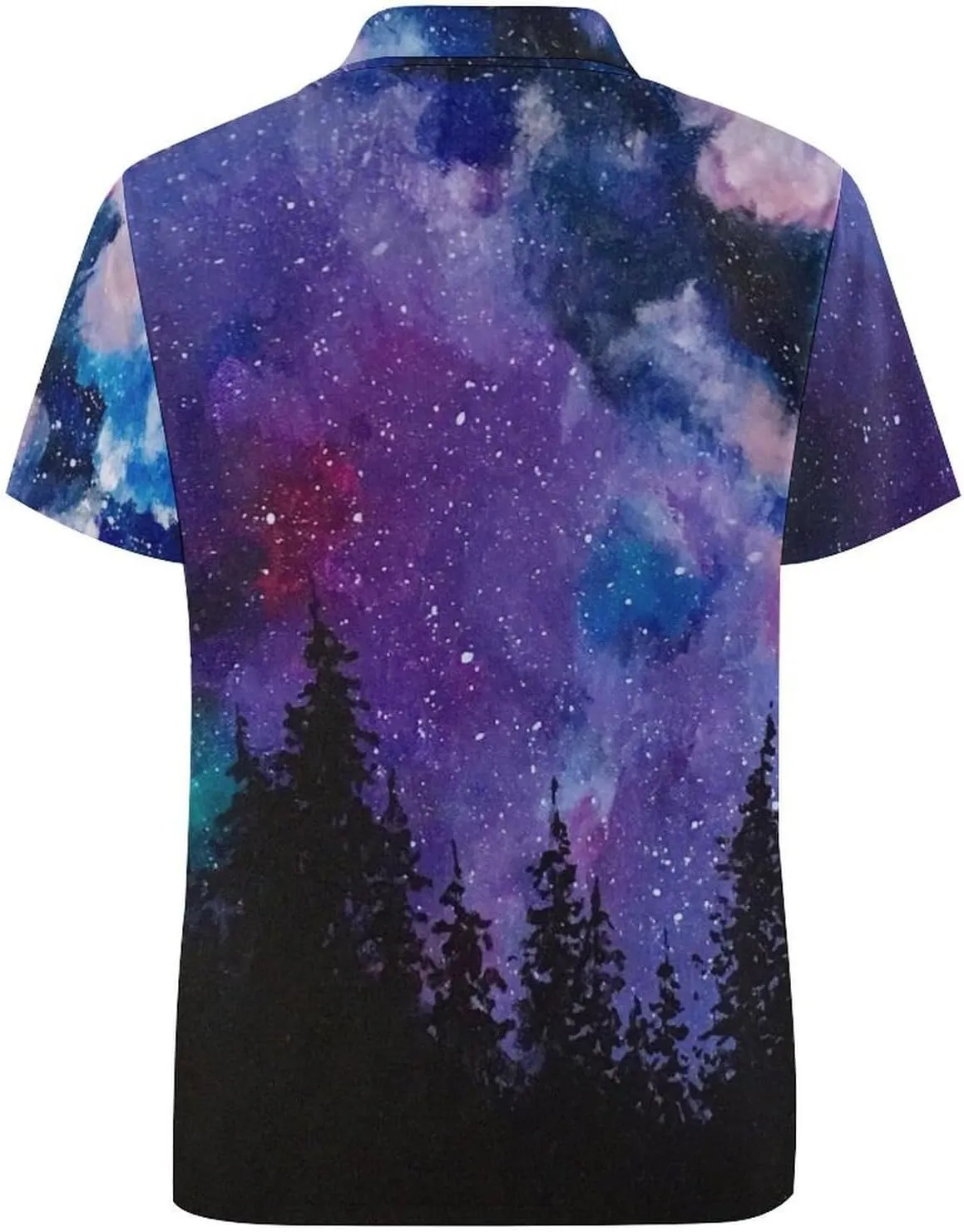 Starry Space Mens Polo Shirts Quick Dry Short Sleeve T-shirts Slim Tennis Collared Tees Tops