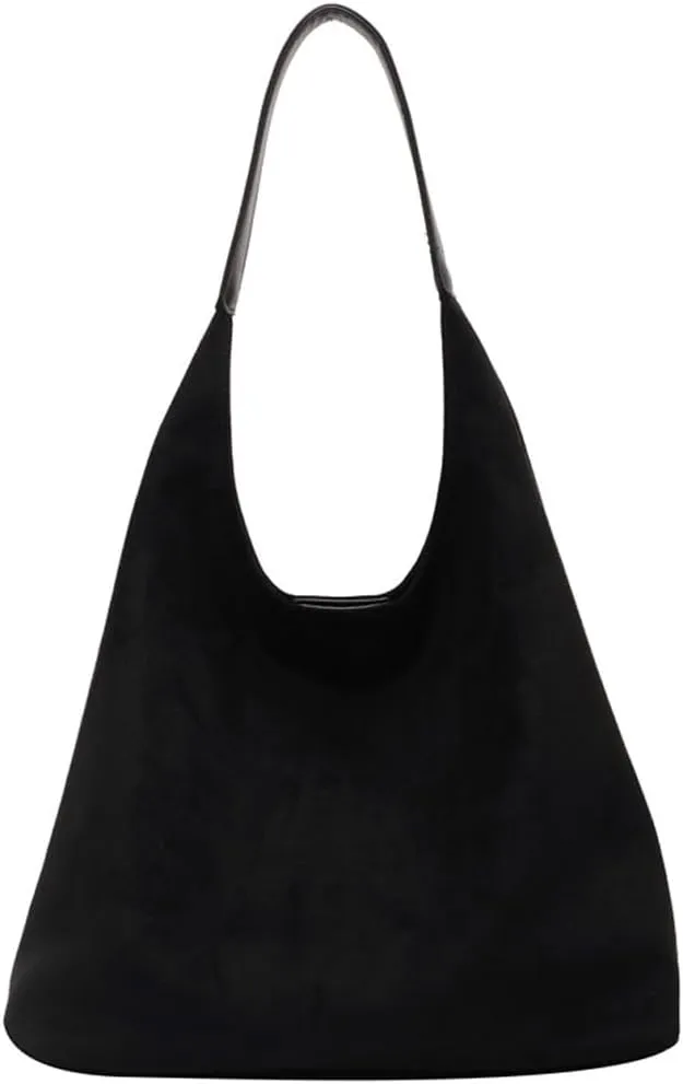 Suede Tote Bag for Women Retro Slouchy Bags Hobo Shoulder Tote Bag Large Suede Shoulder Bag for Travel College Work