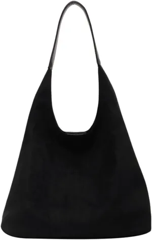 Suede Tote Bag for Women Retro Slouchy Bags Hobo Shoulder Tote Bag Large Suede Shoulder Bag for Travel College Work