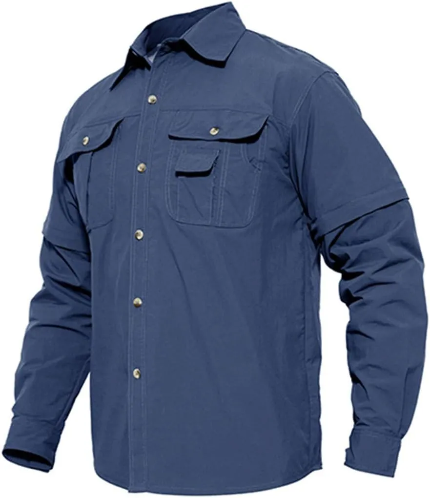 Tactical Military Shirts Men Summer Quick Dry Shirts Long Sleeve Lightweight Hiking Camping Travel Shirts
