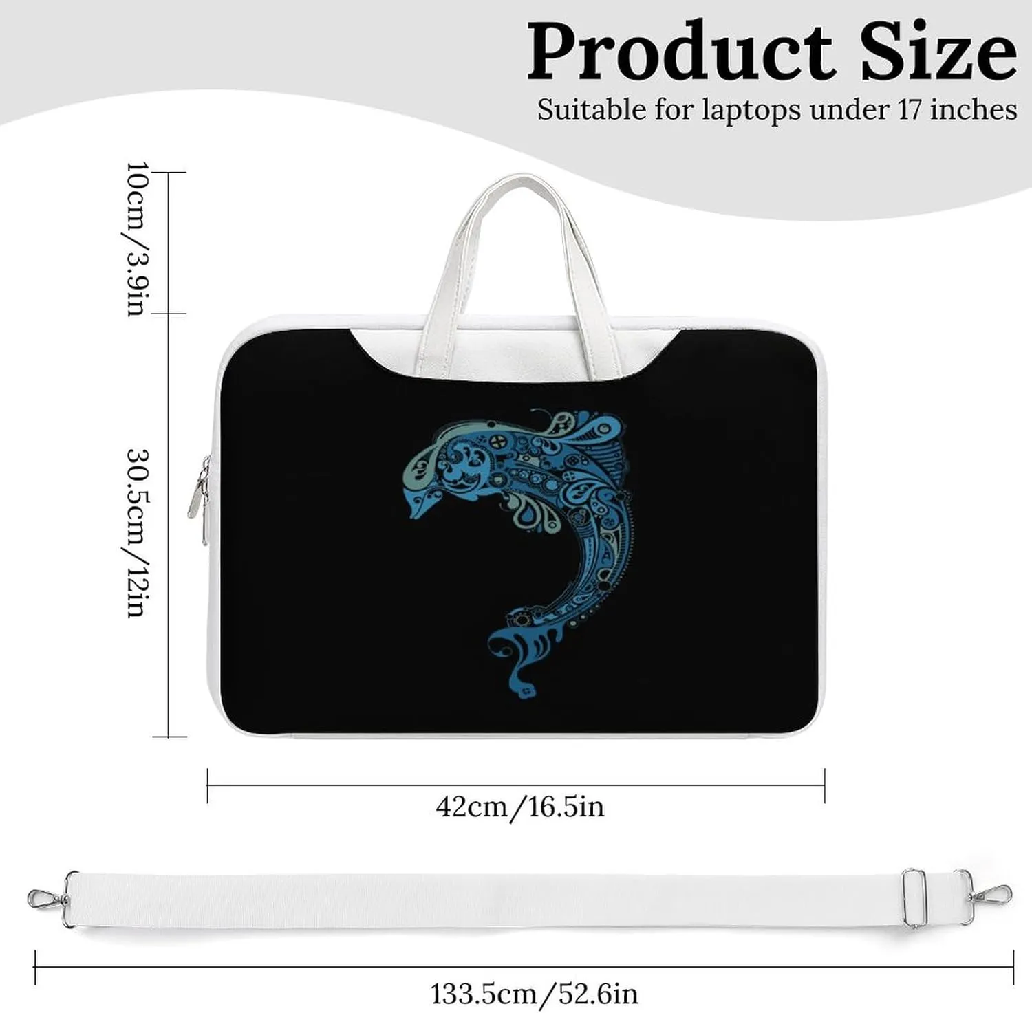 Tattoo Dolphin Totem Leather Bag Laptop Case Slim Water Resistant Computer Bags with Handle Briefcase for Work