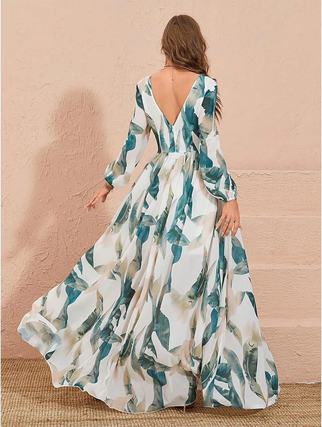 TOLEEN Summer Floral Dresses for Women Long Sleeve Casual Style Beach Swing Dresses