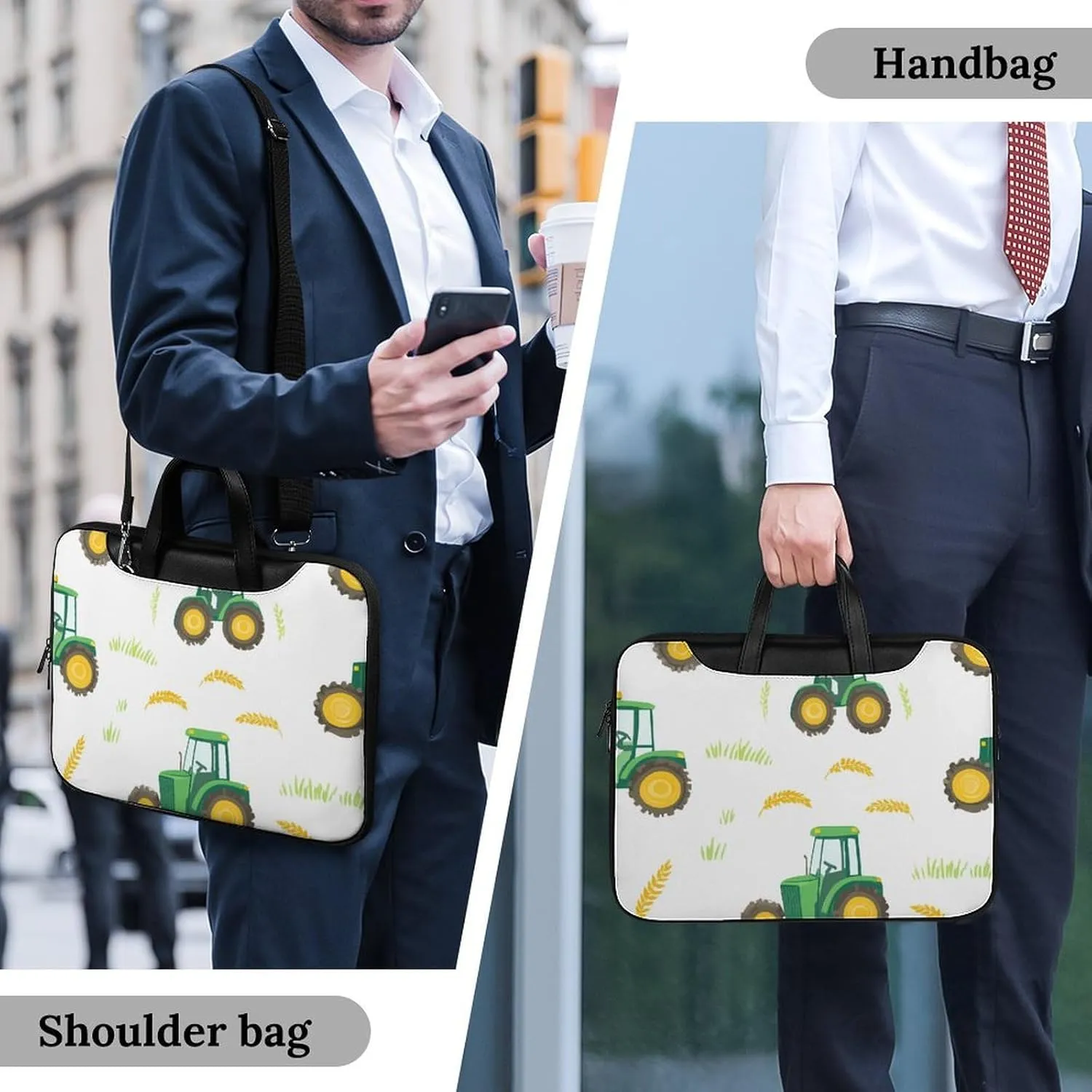 Tractors Farm Wheat Leather Bag Laptop Case Slim Water Resistant Computer Bags with Handle Briefcase for Work