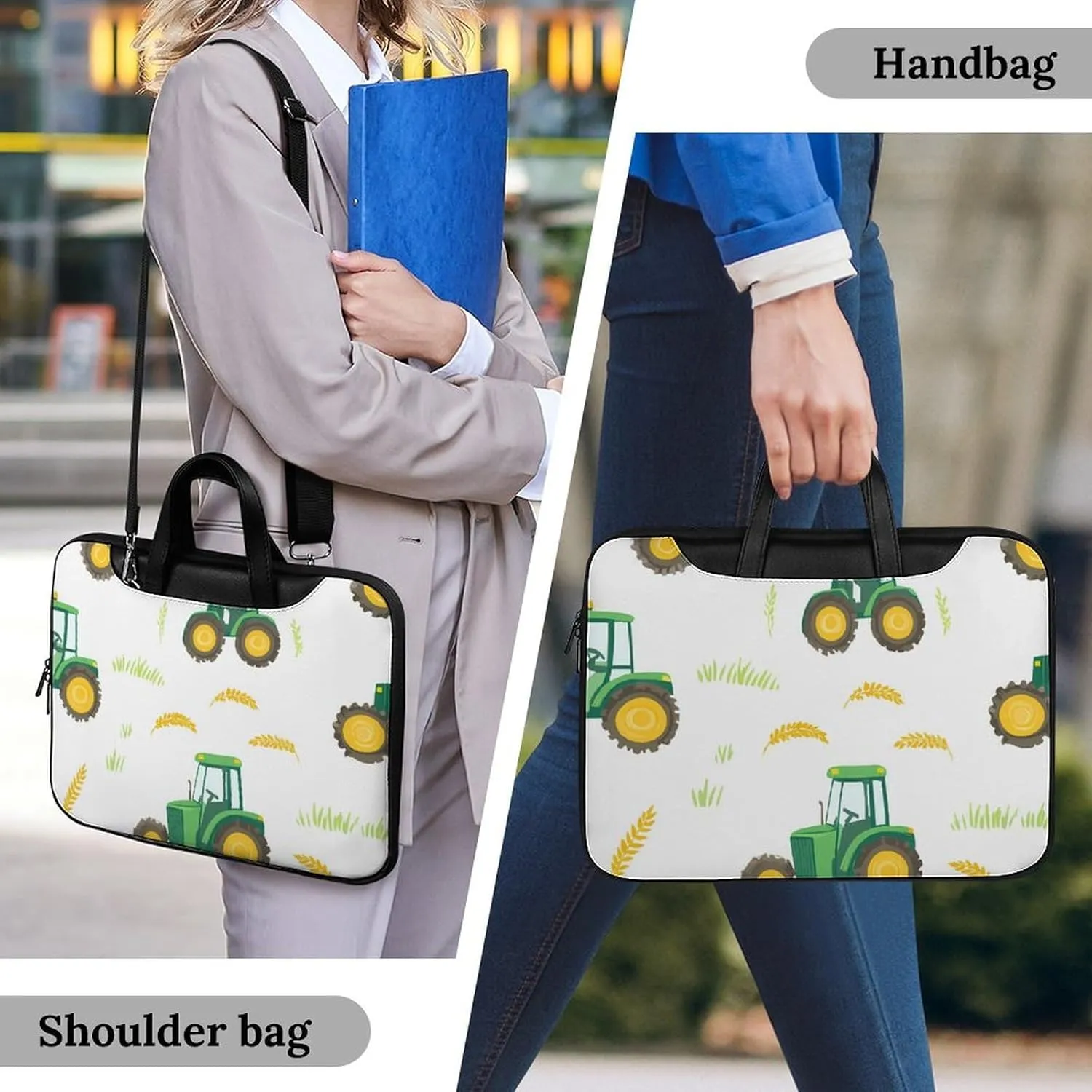 Tractors Farm Wheat Leather Bag Laptop Case Slim Water Resistant Computer Bags with Handle Briefcase for Work