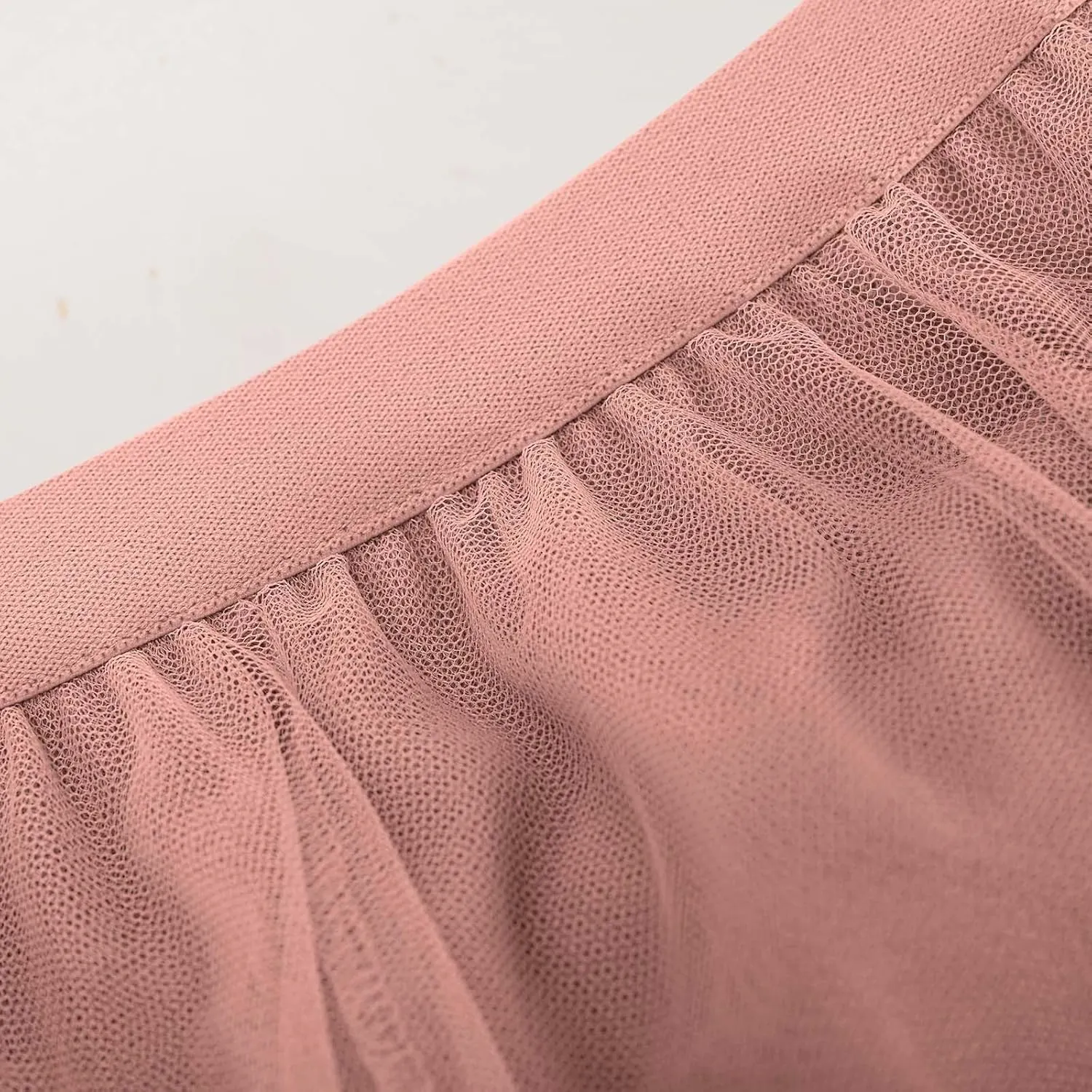 Tulle Skirts for Women Pleated Layered Tutu Skirt Ladies Elegant Flowy Long Skirts Bridesmaid Wedding Midi Skirt