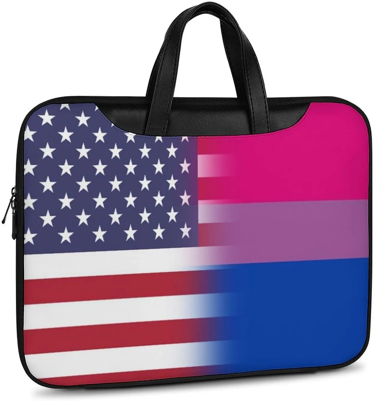 U.S.A. Bisexual Proud Flag Leather Bag Laptop Case Slim Water Resistant Computer Bags with Handle Briefcase for Work