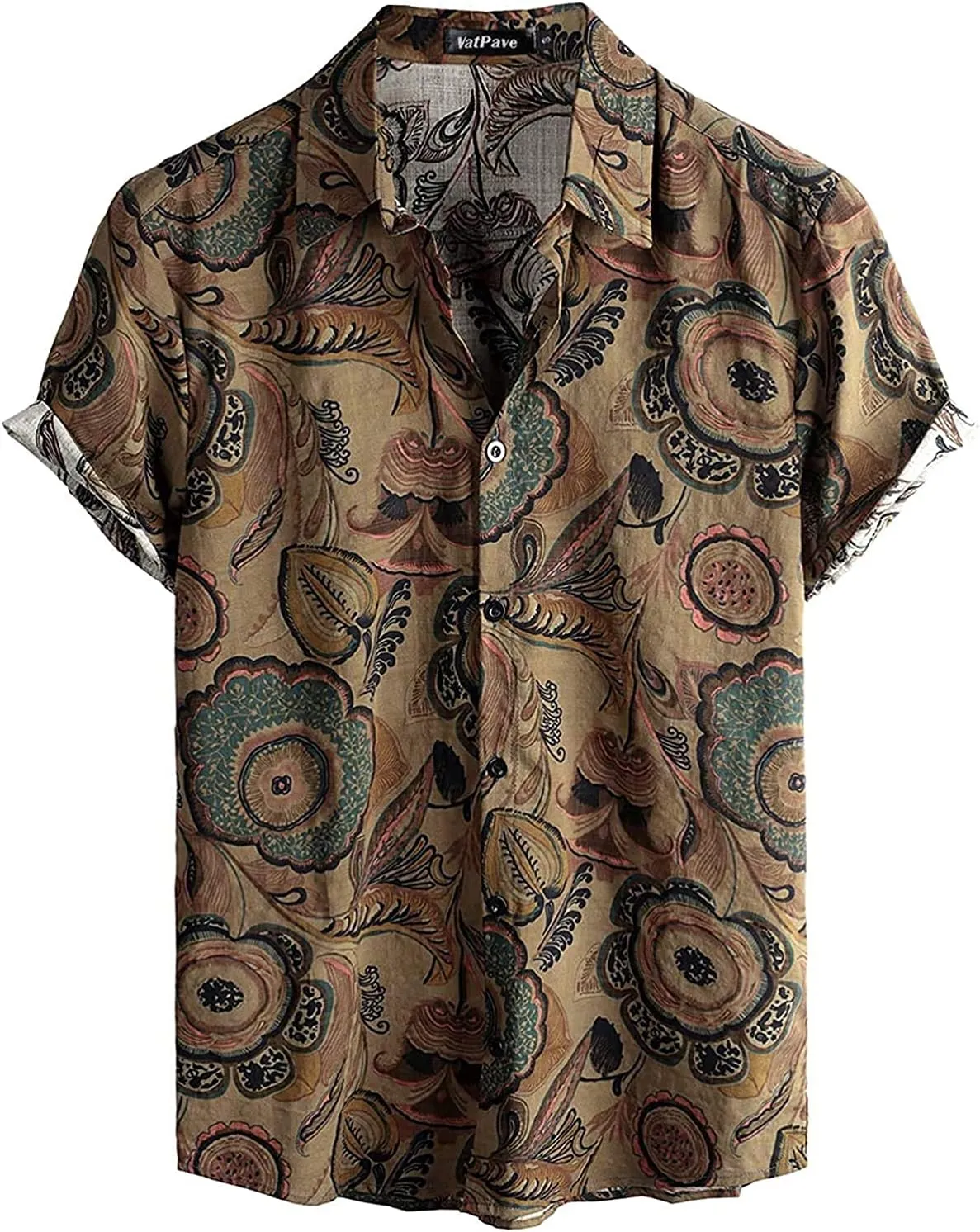 VATPAVE Mens Floral Hawaiian Shirts Short Sleeve Button Down Beach Shirts Suits