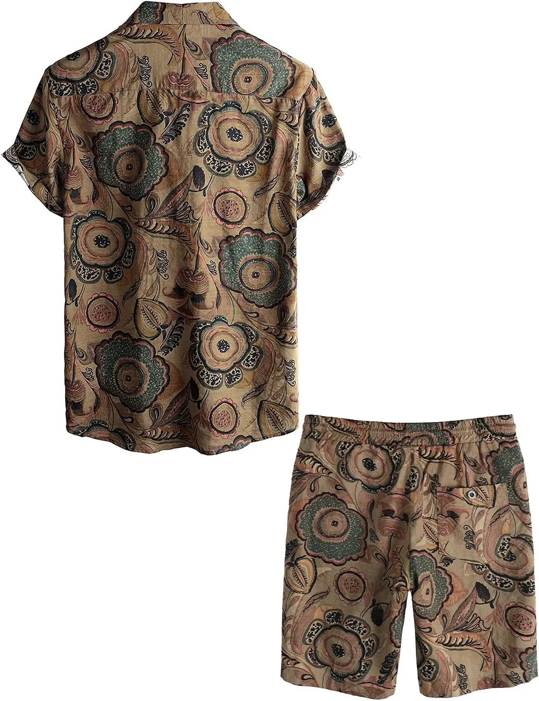 VATPAVE Mens Floral Hawaiian Shirts Short Sleeve Button Down Beach Shirts Suits