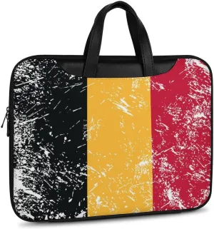 Vintage Belgium Flag Leather Bag Laptop Case Slim Water Resistant Computer Bags with Handle Briefcase for Work