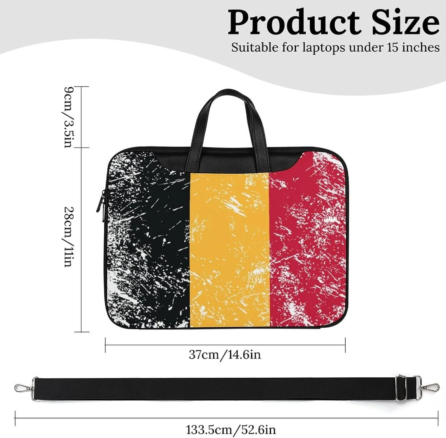 Vintage Belgium Flag Leather Bag Laptop Case Slim Water Resistant Computer Bags with Handle Briefcase for Work