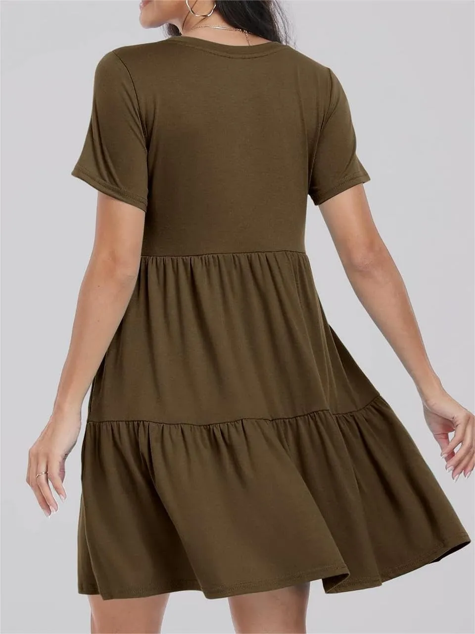 Wankang T Shirt Dresses for Women Summer Casual Short Sleeve Tiered Mini Tshirt Dresses Flowy Tunic Dress Beach Sundresses