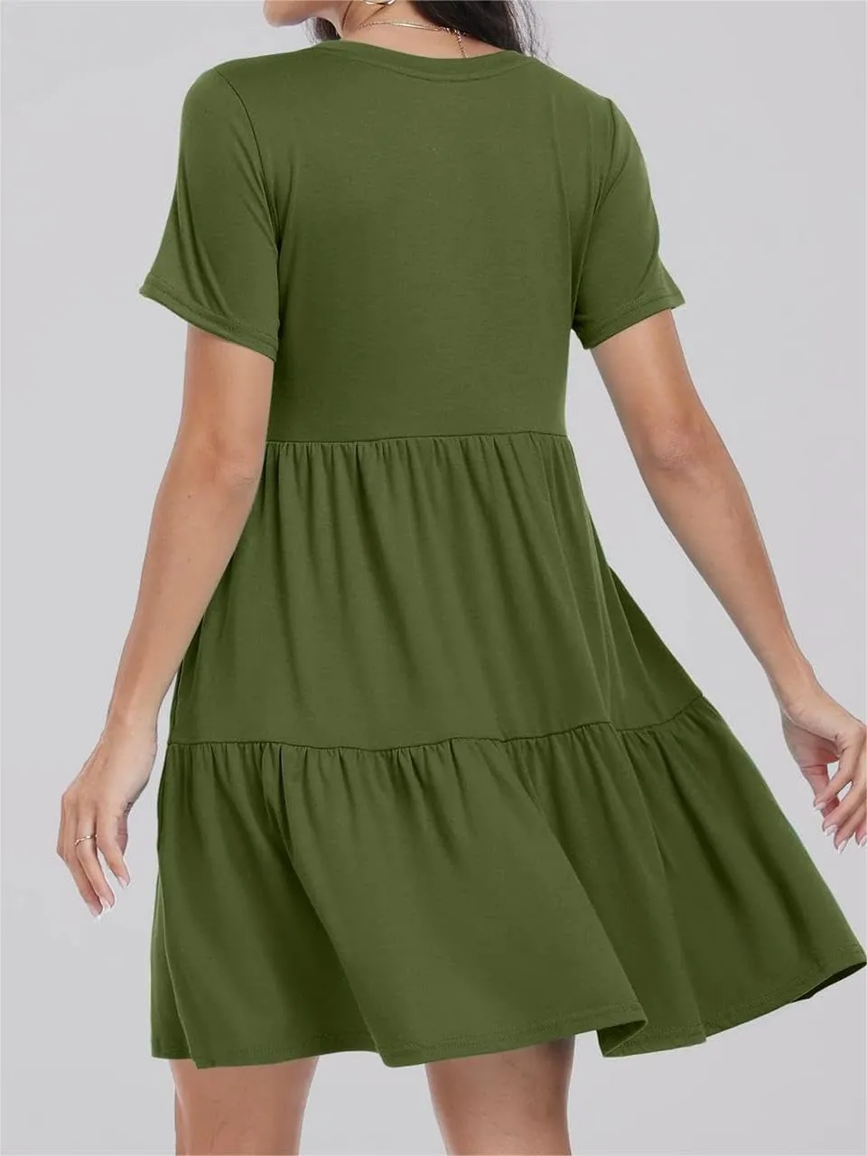 Wankang T Shirt Dresses for Women Summer Casual Short Sleeve Tiered Mini Tshirt Dresses Flowy Tunic Dress Beach Sundresses
