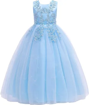 Weileenice Little/Big Girls Lace Bridesmaid Dress Flower Kid Wedding Ball Gown Toddler Princess Pageant Evening Dresses