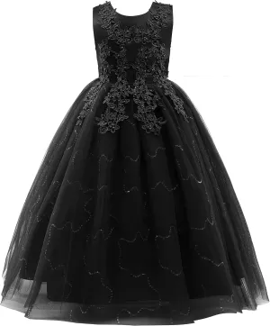 Weileenice Little/Big Girls Lace Bridesmaid Dress Flower Kid Wedding Ball Gown Toddler Princess Pageant Evening Dresses