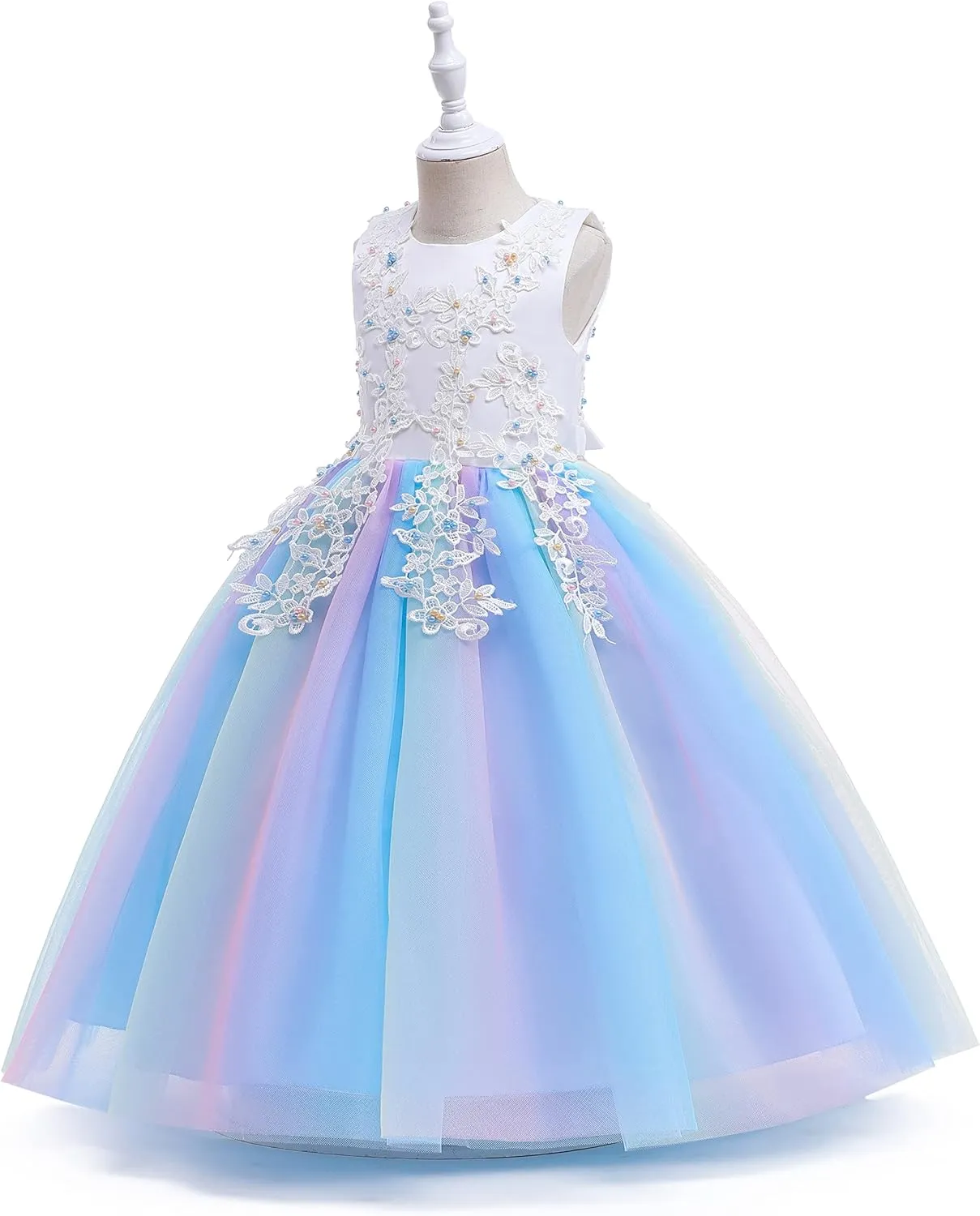 Weileenice Little/Big Girls Lace Bridesmaid Dress Flower Kid Wedding Ball Gown Toddler Princess Pageant Evening Dresses
