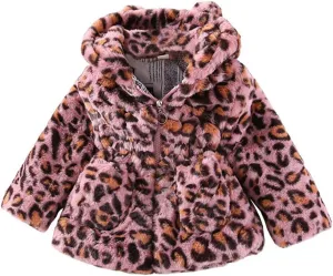 WEONEDREAM Toddler Girls Winter Fleece Coat Kids Hooded Faux Fur Jacket Baby Warm Outwear