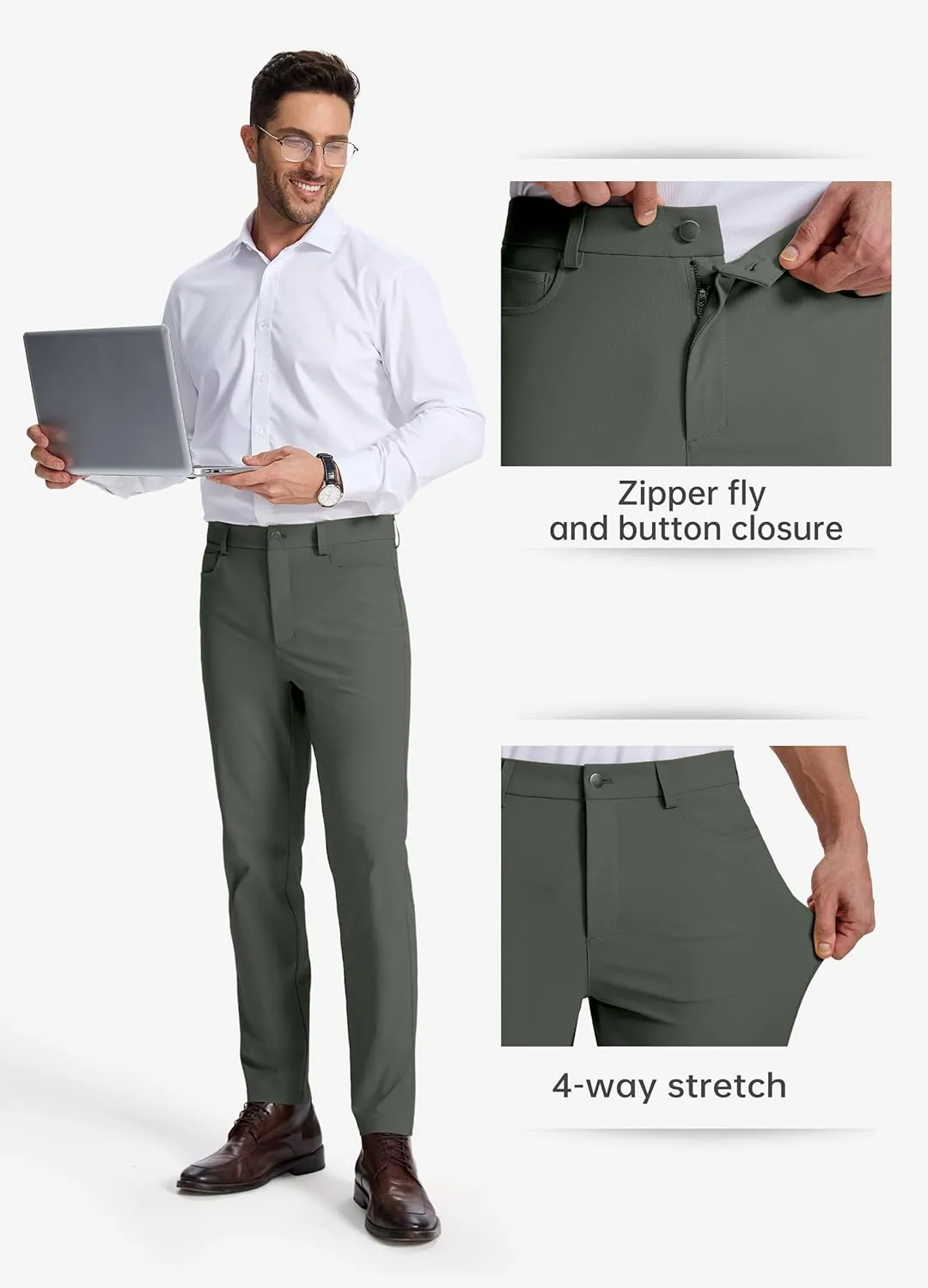 Willit Mens Dress Pants Golf Stretch Pants Quick Dry Work Slacks Casual Pants with 5 Pockets 28"/30"/32"