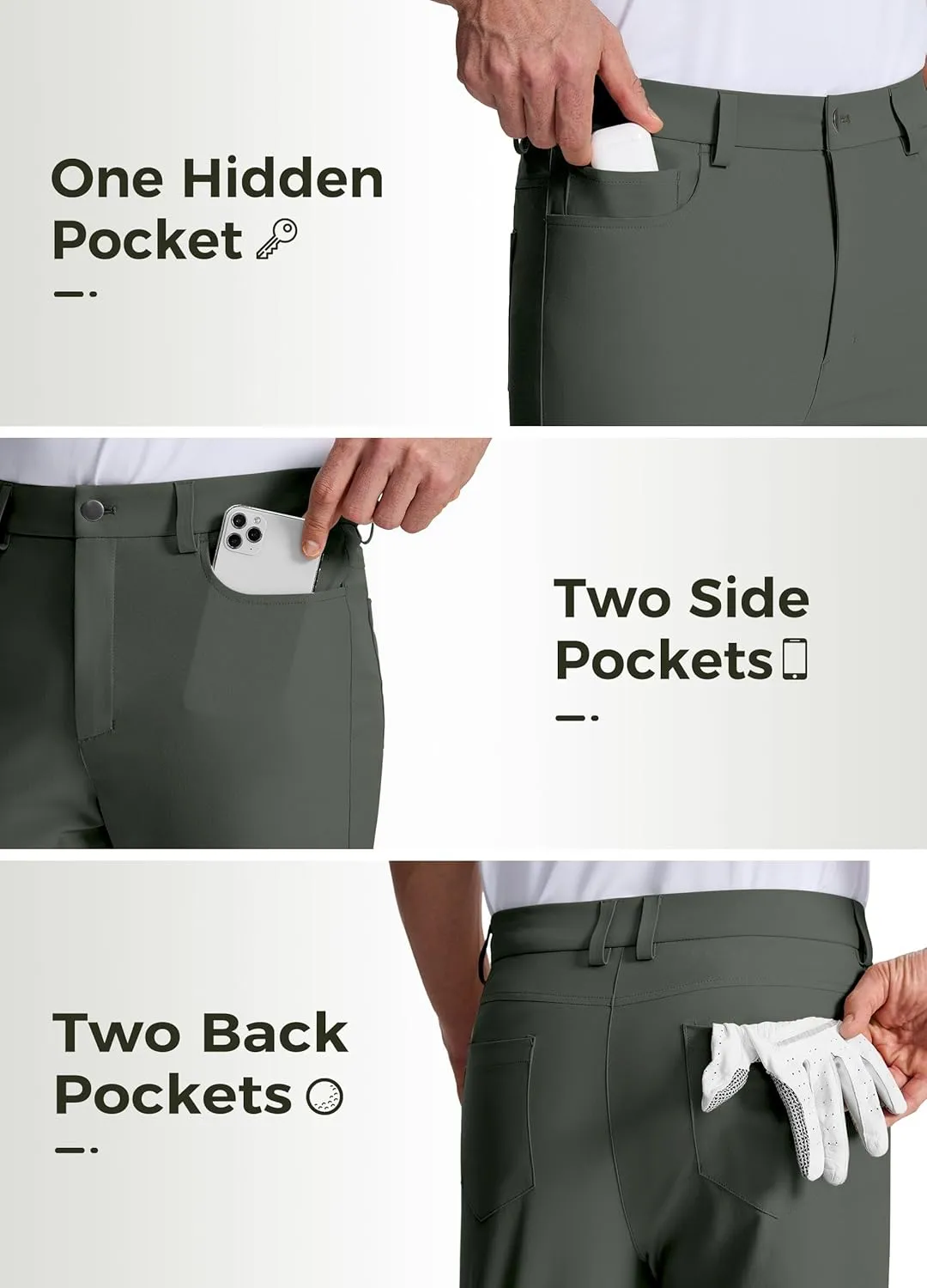 Willit Mens Dress Pants Golf Stretch Pants Quick Dry Work Slacks Casual Pants with 5 Pockets 28"/30"/32"