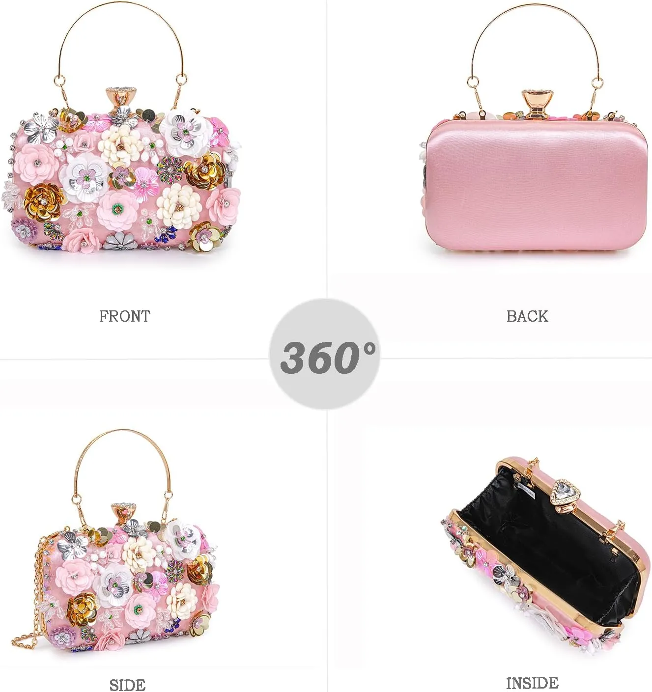 Women Clutches Flower Evening Handbag Chain Strap Shoulder Bag handbag Wedding bag purse