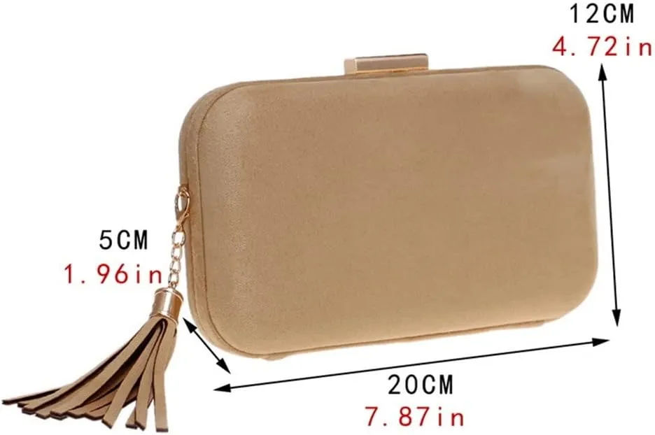 Women Evening Bags Fashion Velvet Lady Shoulder Purse Tassel Female Party Wedding Clutches(D)