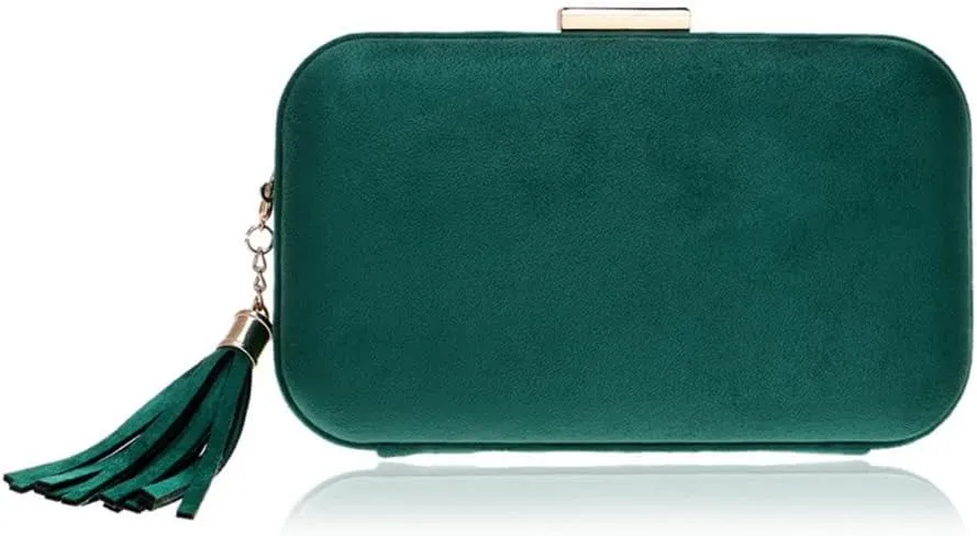 Women Evening Bags Fashion Velvet Lady Shoulder Purse Tassel Female Party Wedding Clutches(D)