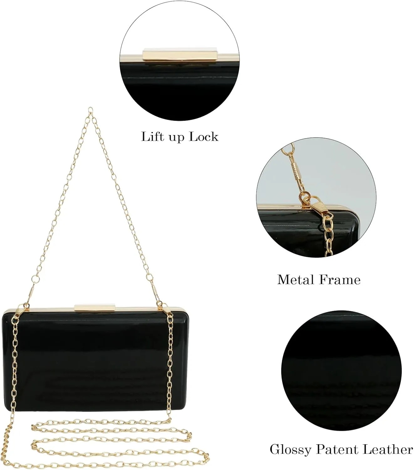 Women Evening Clutch Purses Patent Leather Clutches Formal Party Wedding Cocktail Prom Purse Handbags
