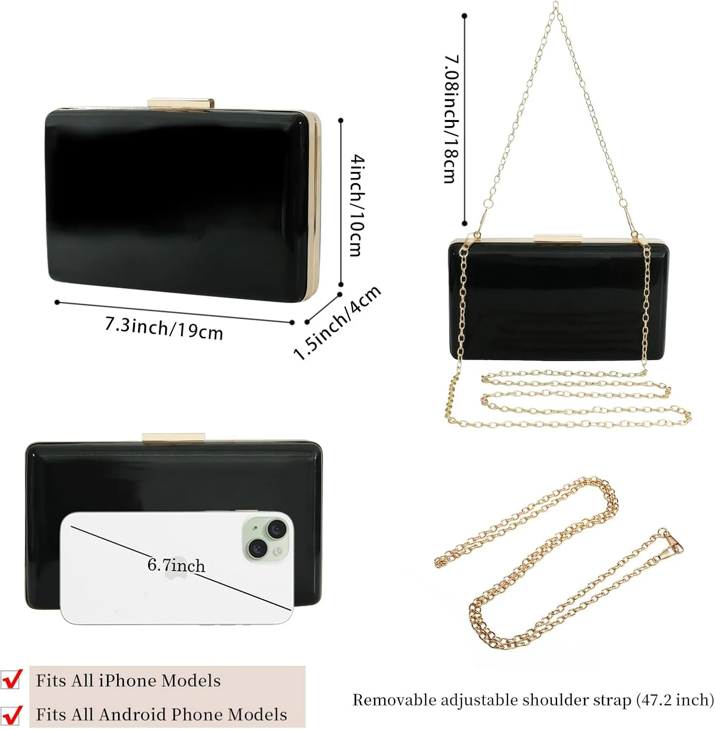 Women Evening Clutch Purses Patent Leather Clutches Formal Party Wedding Cocktail Prom Purse Handbags