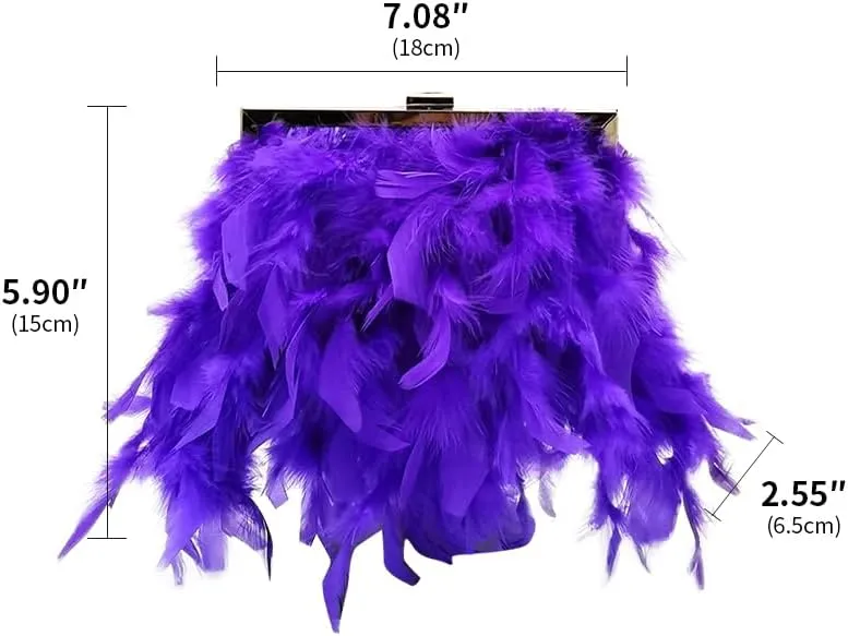 Women Feather Evening Purses and Clutches Exquisite Tassel Pearl Tote Bags for Wedding Banquet Party