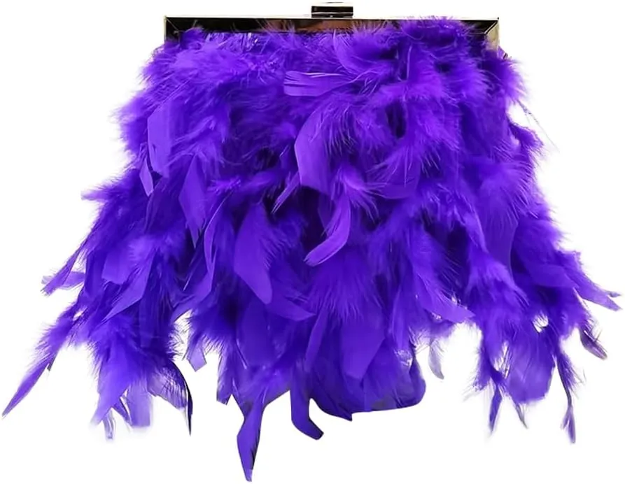 Women Feather Evening Purses and Clutches Exquisite Tassel Pearl Tote Bags for Wedding Banquet Party
