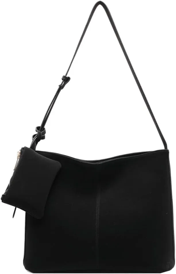Women PU Leather Tote Handbag Large Bucket Shoulder Bag Solid Crossbody Purse Trendy Underarm Commuting Travel