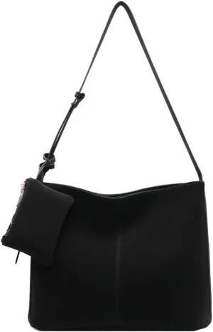 Women PU Leather Tote Handbag Large Bucket Shoulder Bag Solid Crossbody Purse Trendy Underarm Commuting Travel