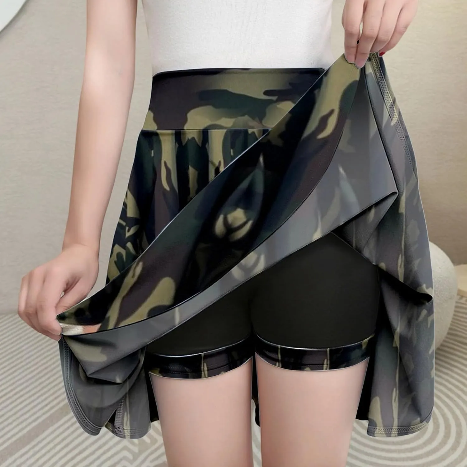 Women Tennis Skirt Pleated Casual Mini High Waist Built-in Shorts Skater Madi Skirts Performance Athletic Skort Dress