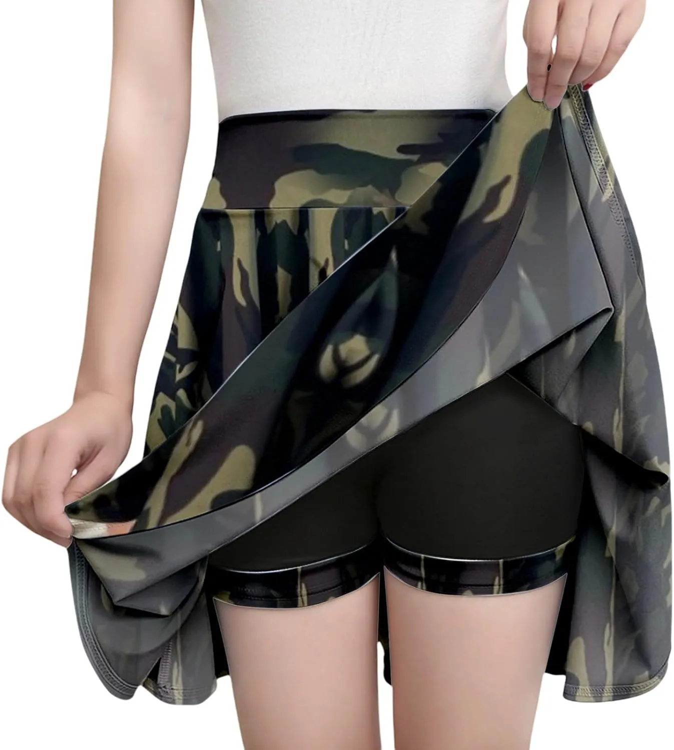 Women Tennis Skirt Pleated Casual Mini High Waist Built-in Shorts Skater Madi Skirts Performance Athletic Skort Dress