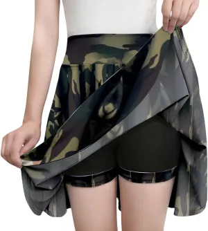 Women Tennis Skirt Pleated Casual Mini High Waist Built-in Shorts Skater Madi Skirts Performance Athletic Skort Dress