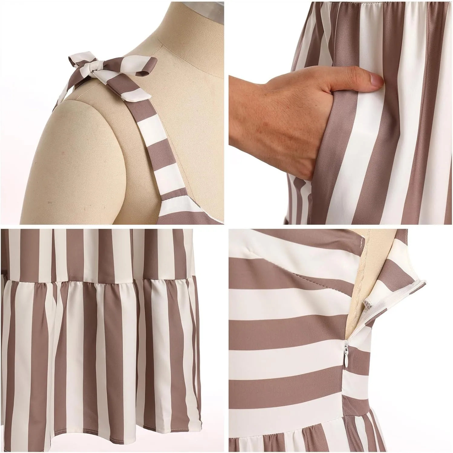 Womens 2024 Summer Sleeveless Spaghetti Strap Long Floral Maxi Dress Boho Flowy Striped Dress A Line Beach Sundresses