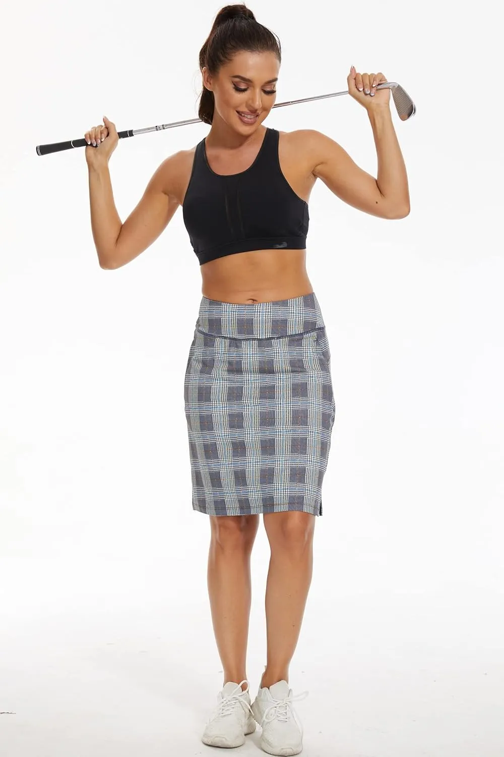 Women's 20" Knee Length Golf Skorts Skirts Casual Athletic Tennis Modest Skirts High Waist with Pockets UPF50 