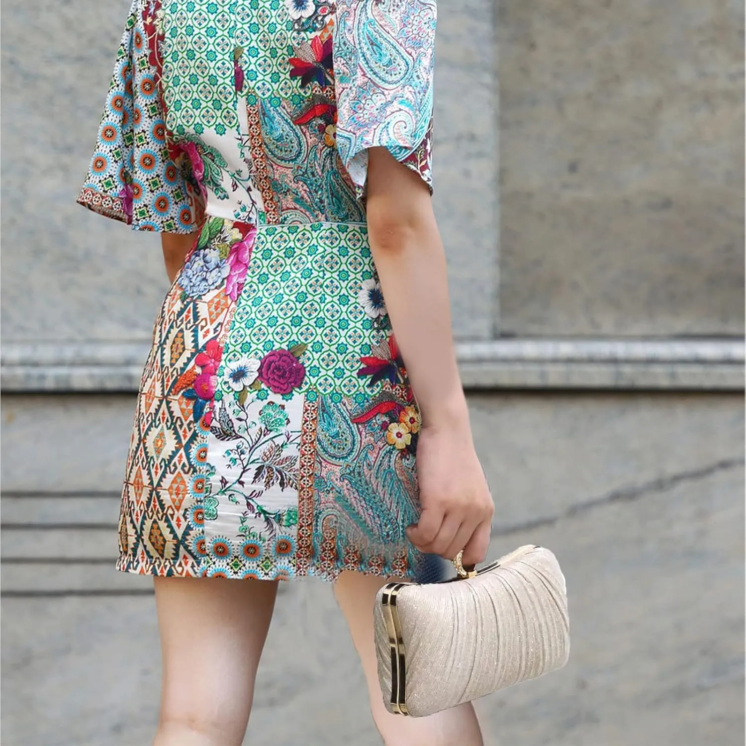 Women's Evening Bag Summer Wedding Party Clutches Pleated Evening Bag for Bridal Shoulder Handbag