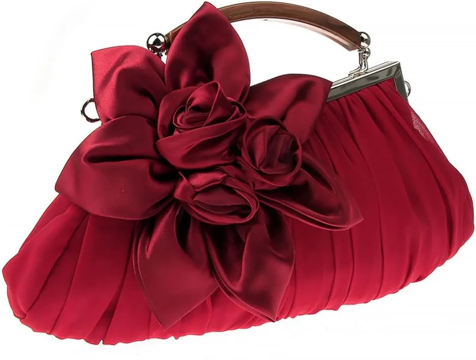 Women's Fashion Flower Evening Handbags Bride and Bridesmaid Wedding Clutches Prom Cocktail Party Handbags